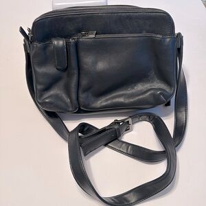 Blue Leather Shoulder Handbag Multi Compartment Worthington Adjustable Strap